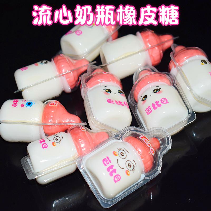 3D流心芭比奶瓶软糖网红儿童糖果夹心水果味流心爆浆软糖