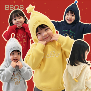 minizone童装星星人精灵外套男童女童连帽卫衣2025秋冬季儿童帽衫