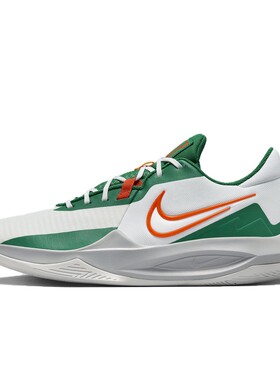 Nike Precision 6 圆头系带 耐磨 低帮 篮球鞋 男女同款 白绿橙