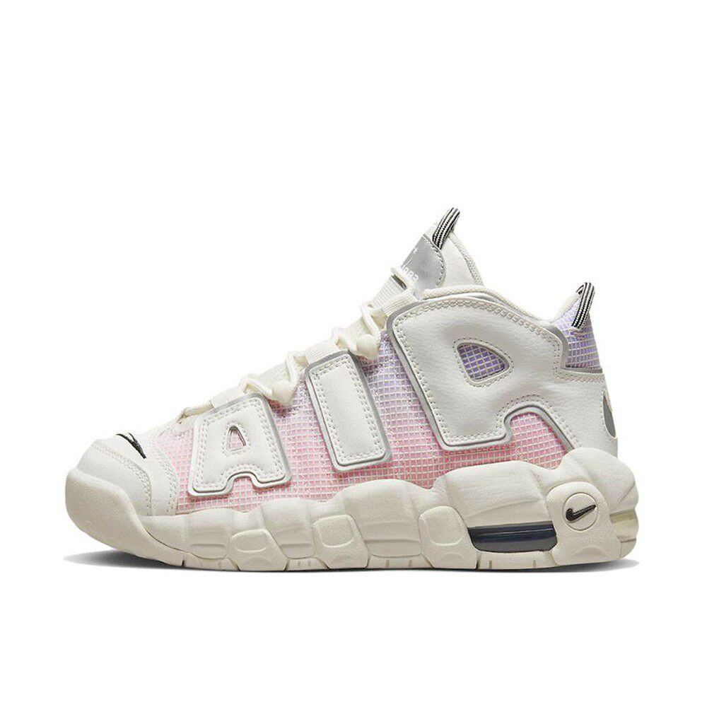 Nike Air More Uptempo 皮革 舒适百搭 耐磨 中帮 儿童篮球鞋 粉