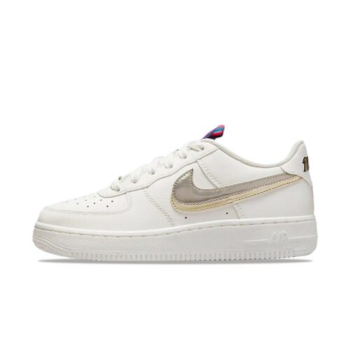 Nike Air Force 1 二层牛皮合成革 休闲 耐磨 低帮 儿童板鞋 白金