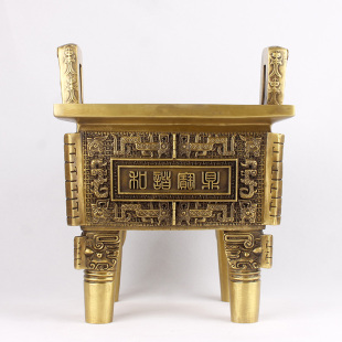 铜艺坊 铜鼎纯铜四方鼎办公桌铜鼎摆件和谐宝鼎家居客厅开业礼品