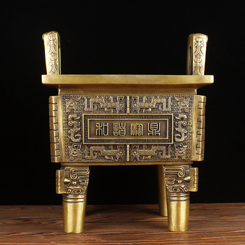 铜鼎家居客厅办公桌纯铜盛鼎摆件