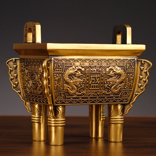 铜鼎摆件纯铜鼎盛千秋客厅办公桌装饰品开业乔迁礼品办公室摆设