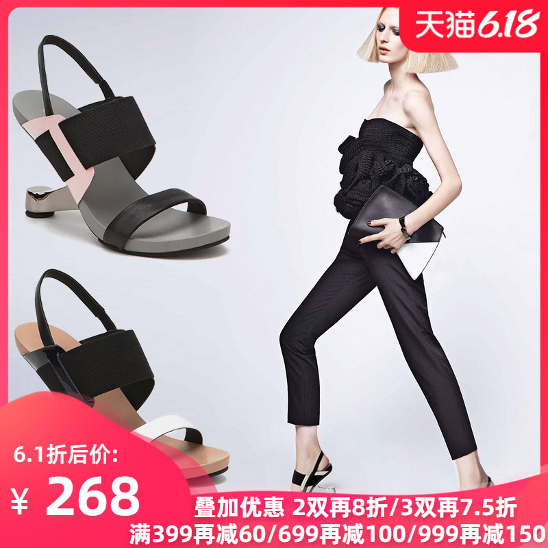 jadyrose高跟夏女凉鞋英伦时尚防水台坡跟一字带罗马鞋真皮女鞋新