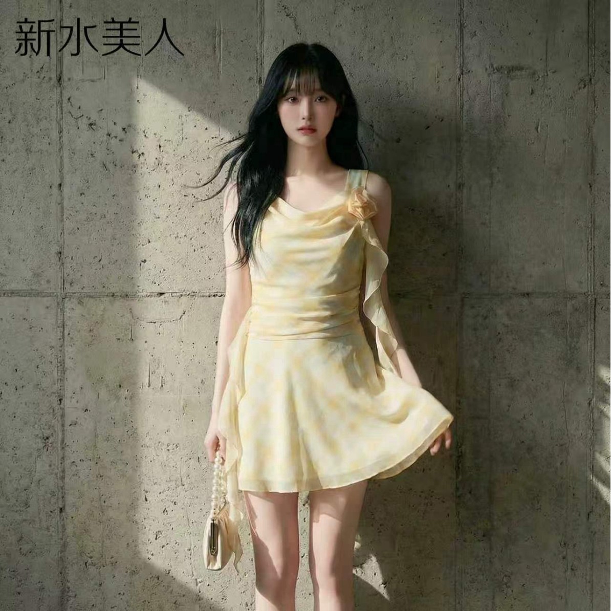 新水美人2642成人泳新款女连体吊带裙式平角夏季玩水游泳衣性感