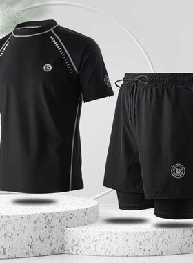 里奥鲨7113新款男士青少年成人泳衣两件套防尴尬速干泡温泉泳衣