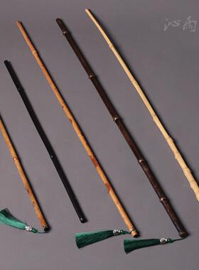 湘妃竹戒尺家用竹条舞蹈杆紫竹根把玩收藏劝学指读棒教师专用教鞭