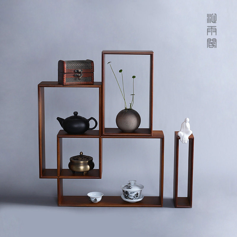 实木复古整理架展示柜茶具