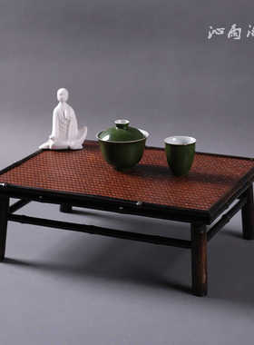 紫竹茶桌榻榻米茶几手工席面围炉煮茶矮桌复古干泡台茶具展示收纳