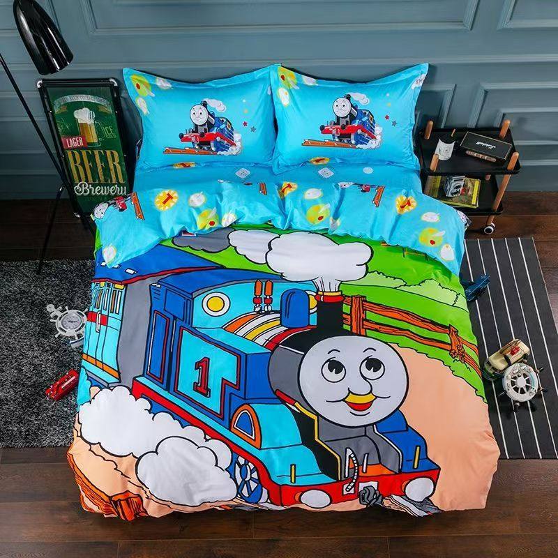 托马斯火车头卡通全棉蜘蛛侠四件套双人儿童被套床单三件套