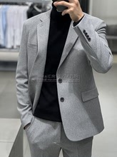 Liberclassy韩国代购 23年秋冬季 单排扣便服西服上衣男 浅灰色修身