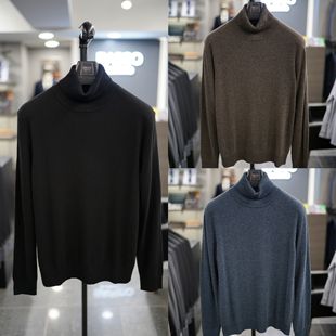 3色 24年冬款 BASSOH韩国代购 可翻高领修身 羊毛羊绒混纺打底羊毛衫
