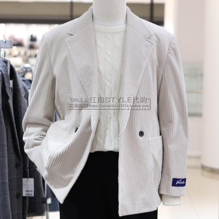 2024年秋款FAHRENHEIT韩国代购乳白色单排扣宽松棉质便服单西服男