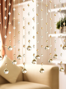 新款水晶珠帘客厅隔断帘奢华卧室门帘网红结婚珠帘免打孔装饰挂帘