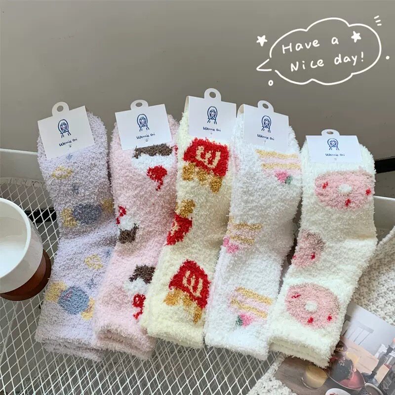 3双包邮！可爱珊瑚绒袜子女冬天毛绒棉袜加厚家居睡眠保暖地板袜