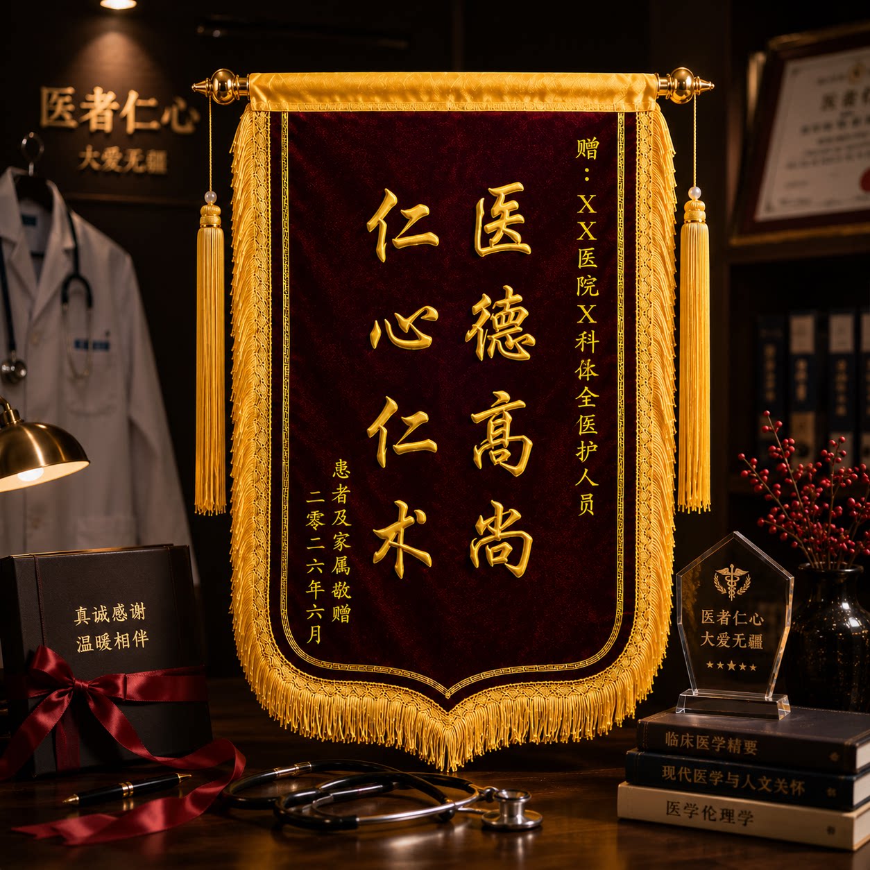 锦旗定制感谢医生医护人员妇产科定做宠物高档护士月嫂幼儿园老师