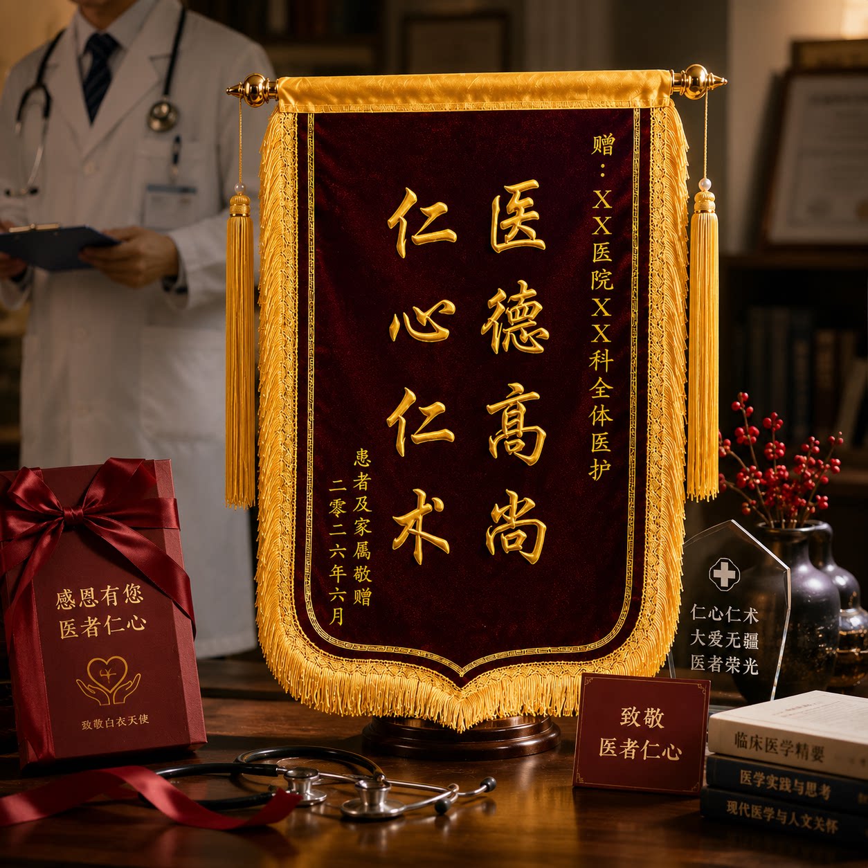锦旗定制感谢医生医护人员妇产科定做宠物高档护士月嫂幼儿园老师