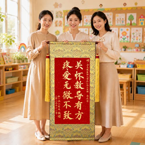 高档手写锦旗定制感谢老师幼儿园定做制作订做高端古韵学校培训