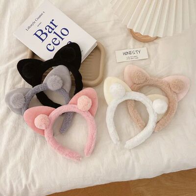 Cute Adorable Plush Headwear With Cat Ear Makeup Headbands f