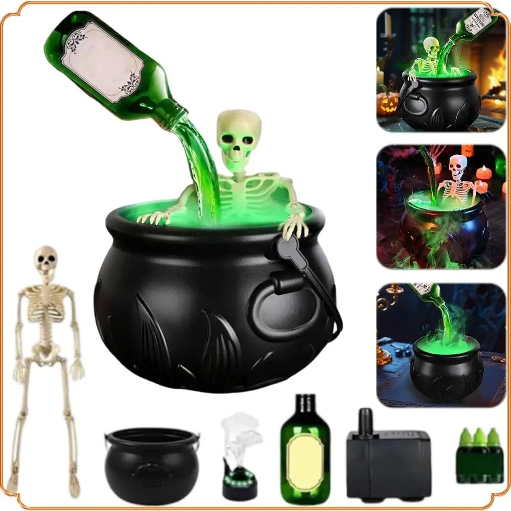 Halloween Witch Bowl Magic Cauldron With Fog Maker Horror Ho