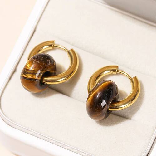 Natural Stone Pink Quartz Tige Eye Agate Doughnut Shape Stai