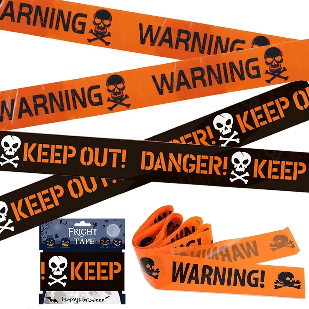 Halloween Warning Line Skull Plastic Warning Tape Signs Happ
