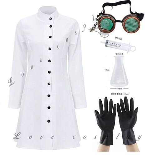 Carnival Party Men Women Long White Coat Nurse Doctor Costum