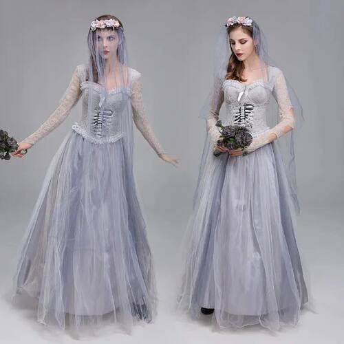 Ladies Ghost Bride Halloween Cosplay Clothes Corpse Bride Co
