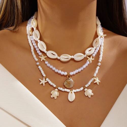 Multi-layer Starfish Pendant Necklace Ocean Style Imitation