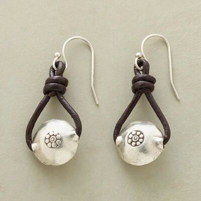 Vintage Silver Color Round Carving Pattern Earrings Ethnic L
