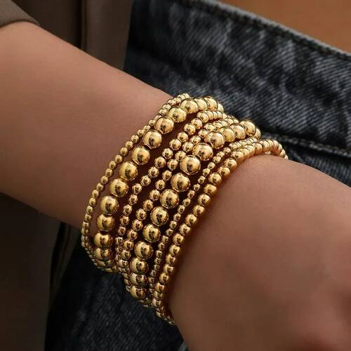 7 Pcs/Set Bohemian Simple Vintage Handmade Gold Color Beads