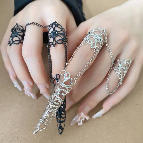 New Gothic Cone Finger Cuff Ring for Women Hollow Out Adjust