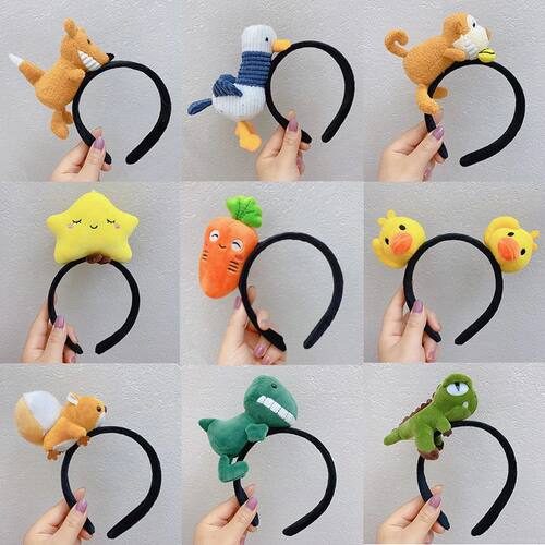 Cute  Cartoon Animal Dinosaur Plush Hair Rope Women Girl hea