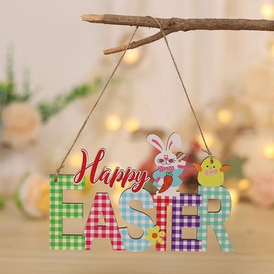 2Pcs Wooden Hanging Sign Easter Wall Decor for Door Window T