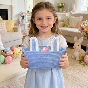 Easter Bunny Woven Baskets Creative Easter Eggs Tote Basket