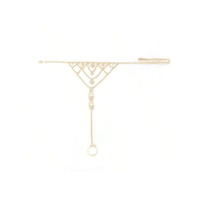 Elegant Rhinestone Toe Ring Anklet Golden Toned Beach Party