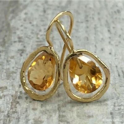 Gorgeous Fashion Earrings Round Yellow Stone Jewelry Gold Co