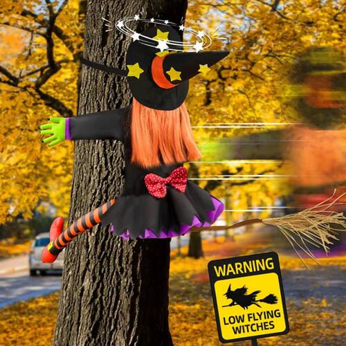 Halloween Crashing Into e Witch Doll Decoration Funny Outdoo