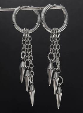 Industrial Spike Fringe Hoop Earrings Stainless Steel Spike
