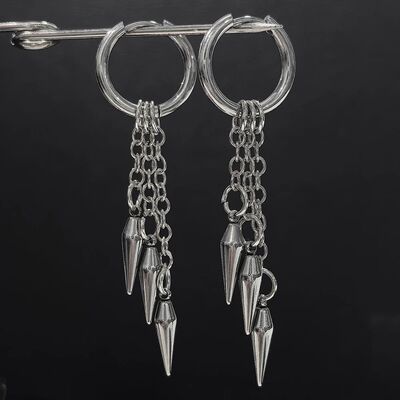 Industrial Spike Fringe Hoop Earrings Stainless Steel Spike