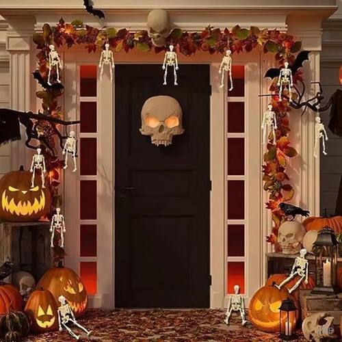 270F 10Pcs Halloween Skeleton Figures Decors Movable Hallowe