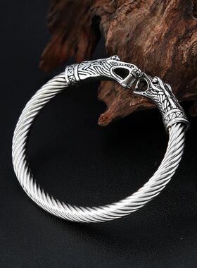 New Vintage Stainless Steel Viking Snake Head Bracelets For