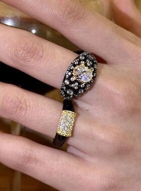 Vintage Wide Oval Zircon Ring Women Stackable Geometric Luxu