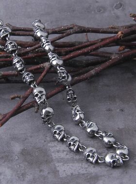 Stainless steel new design men punk skull chain necklace men