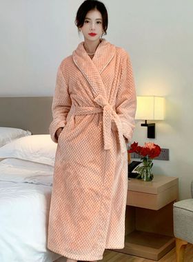 Thicken Warm Long Robe Sleepwear Autumn Winter Flannel Coupl