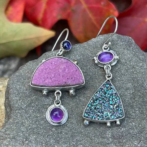 Vintage Shiny Enamel Purple Stone Earrings New Fashion Jewel