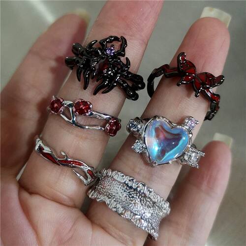 Gothic Dark Spider Butterfly Geometry Moonstone Heart Love I