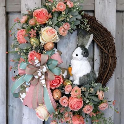 Home Simulation Plant Decorative Easter Decorative Bunny Wre