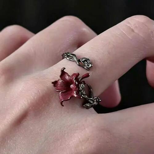 Mandala Flower Exquisite Black and Red Ring for Women Person